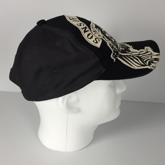Sons of Anarchy Ballcap Black One Size Adjustable Clip Strap Hat - Picture 3 of 10